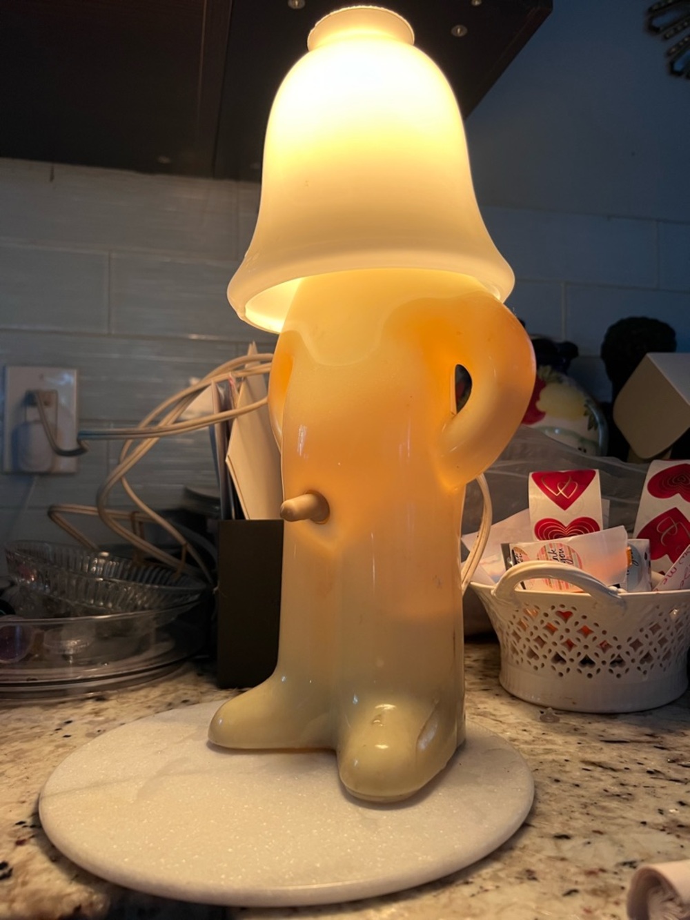 Novelty Table Lamp - added my own glass lampshade used but in good condition